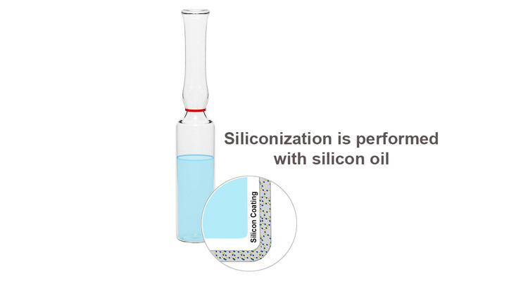 ampoule with internal silicon coating